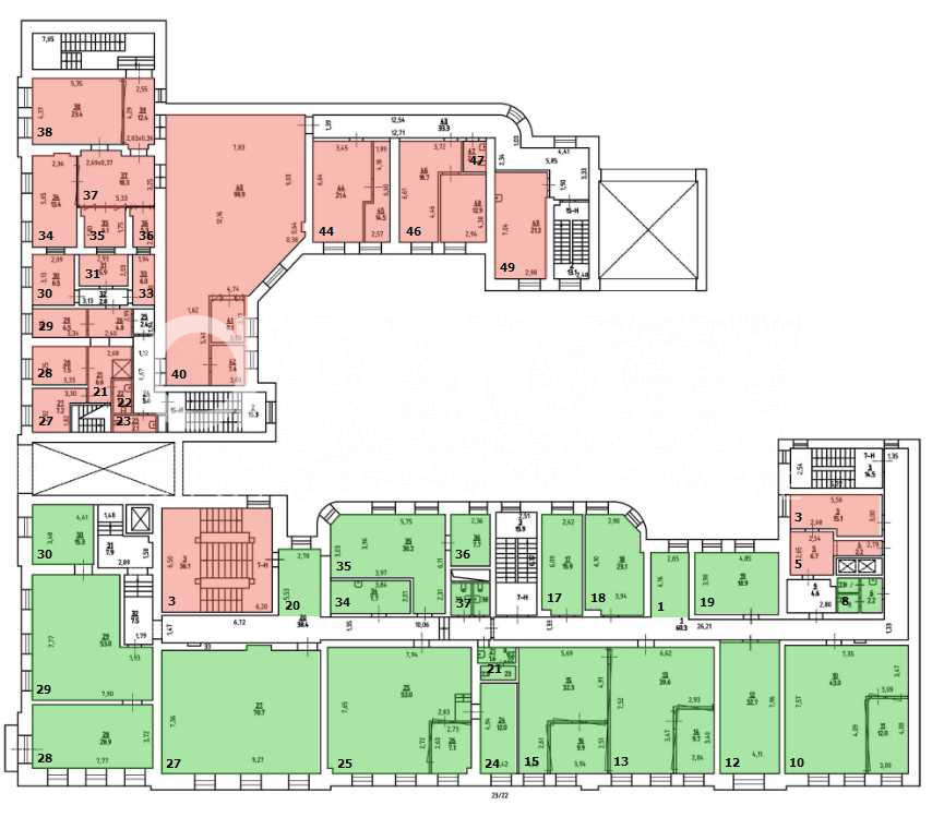 Планировка офиса 660 м², 2 этаж, БЦ «Гильдия»
